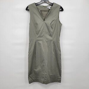 H&M Women Green V Neck Sleeveless Slimfit Casual Pencil Mini Work Dress Size 10